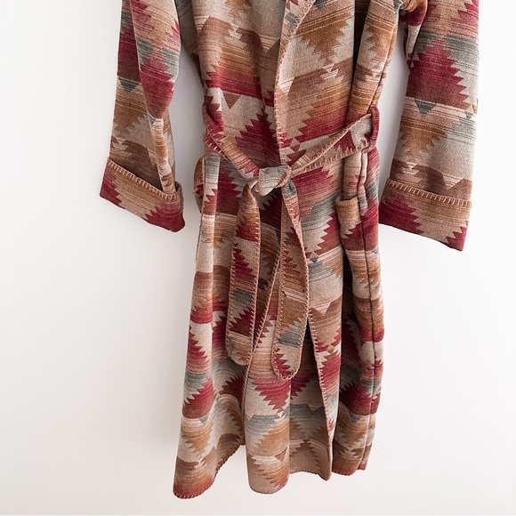 Vintage Southwestern Blanket Robe Tribal Pattern Belted Duster Boho Western XL - Picture 6 of 10